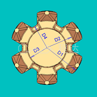 爪極參數(shù)標(biāo)注示意圖A
